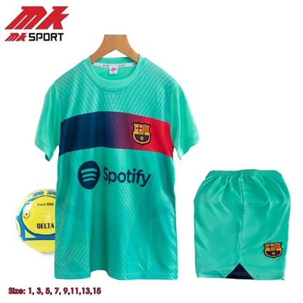 Bộ Quần Áo bóng đá trẻ em CLB Barca Xanh Ngọc 2023-2024